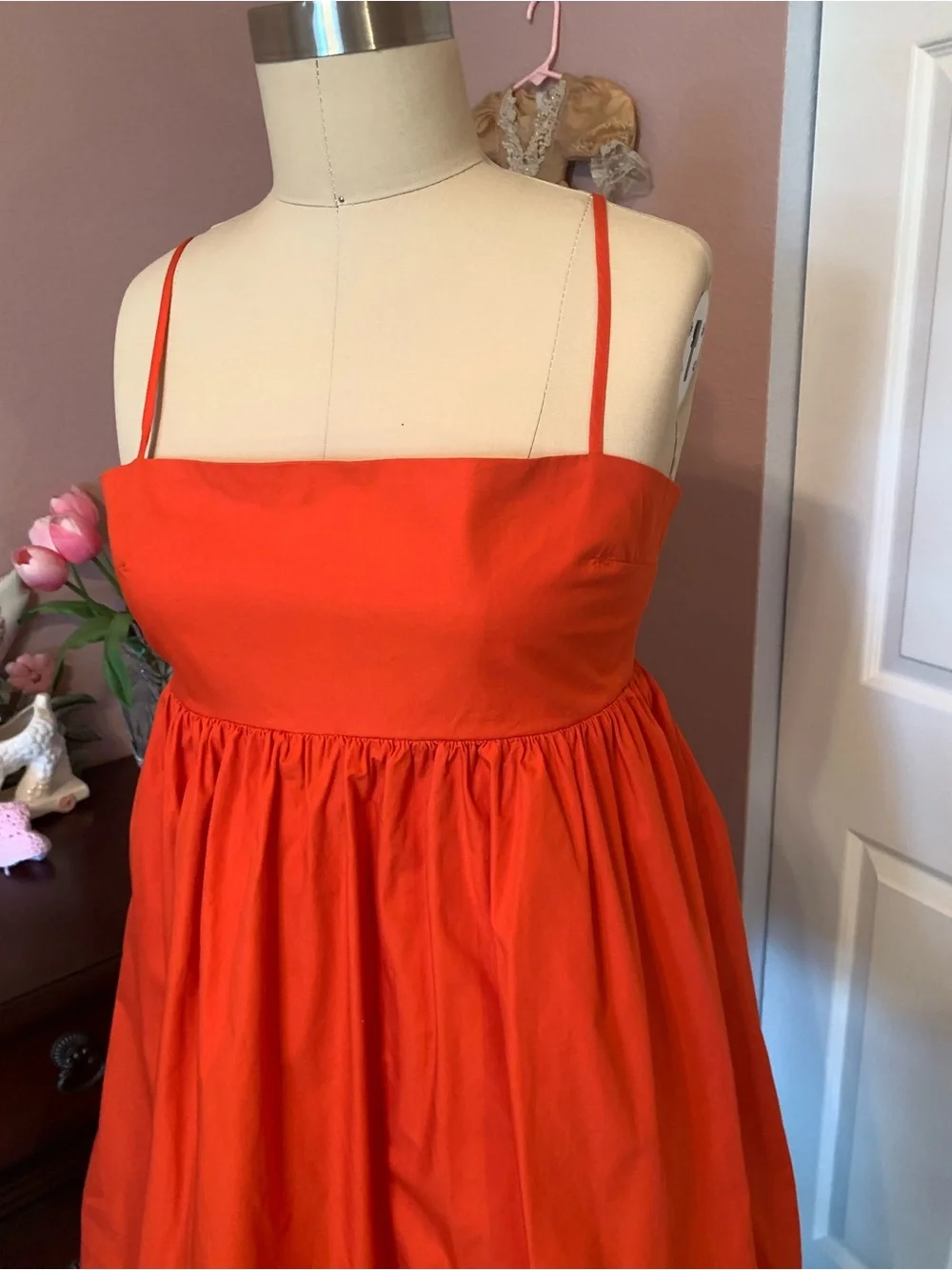 SUNDAY BEST ARITZIA Empire Waist Bubble Dress in Vibrant Orange